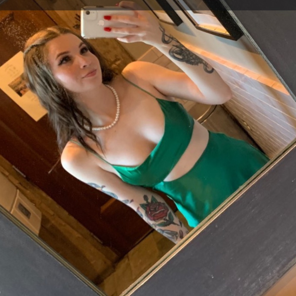 White Fox Boutique Green Cutout Dress